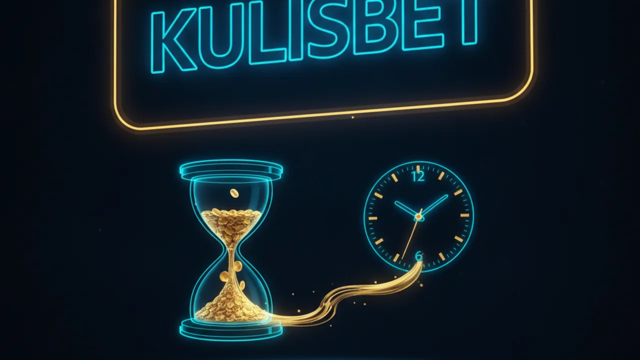 Kum saati içinde akan altın paralar ve saat kadranı